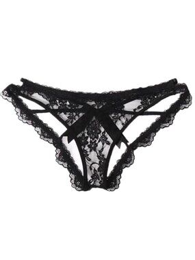 Lace Panties for Women Sexy Cheeky Underwear with Cute Bow Back Hollow